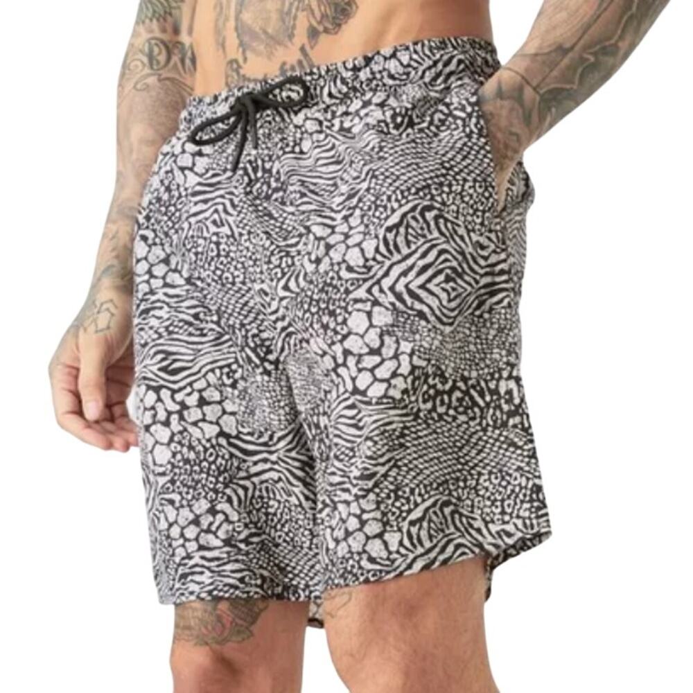 Boohoo Man Mixed Animal Printed Swim Shorts in Stone, Size 5XL